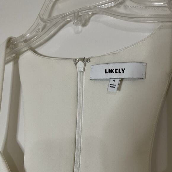 Likely Ivory white V-neck shift mini sleeveless dress size US 4 - Picture 3 of 5